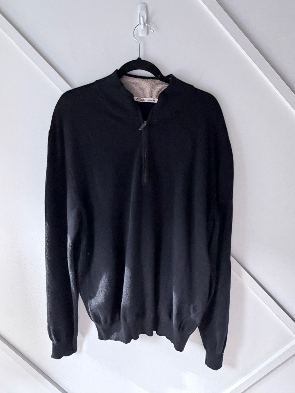 Maurizio Baldassari Black Cashmere Half Zip Sweater Xl | Quiet Luxury